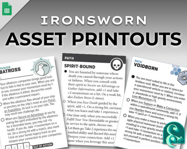 Ironsworn Asset Printouts